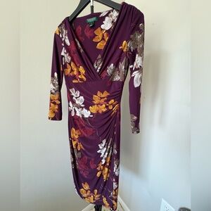 Ralph Lauren Purple Floral Long Sleeve Dress